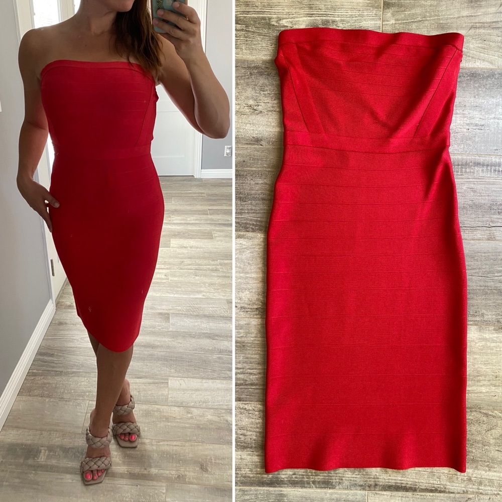 Bebe Strapless Bandage Dress in red.  Size med.
